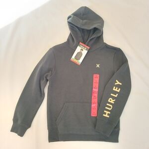 Hurley Charcoal Hoodie with Yellow Sleeve Logo